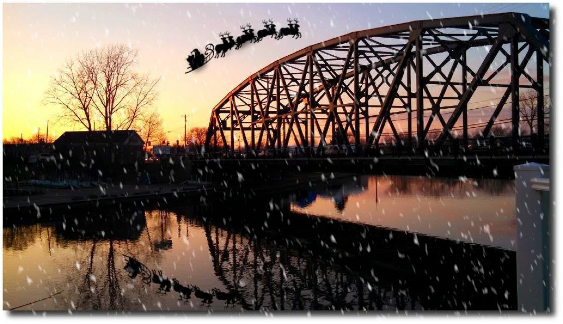 Santa's sled over Vermilion River