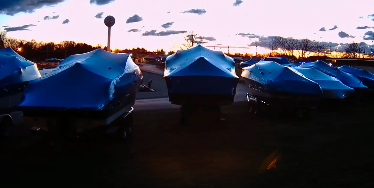 boats under shrinkwrap